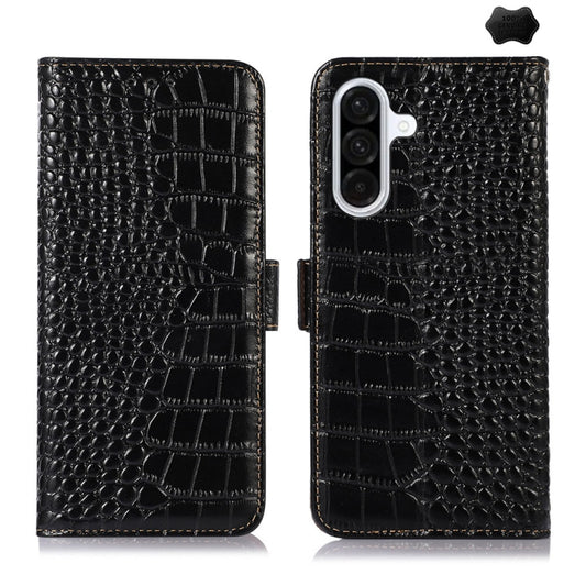 For Samsung Galaxy A26 5G Crocodile Top Layer Cowhide Leather Phone Case(Black) - Galaxy Phone Cases by buy2fix | Online Shopping UK | buy2fix