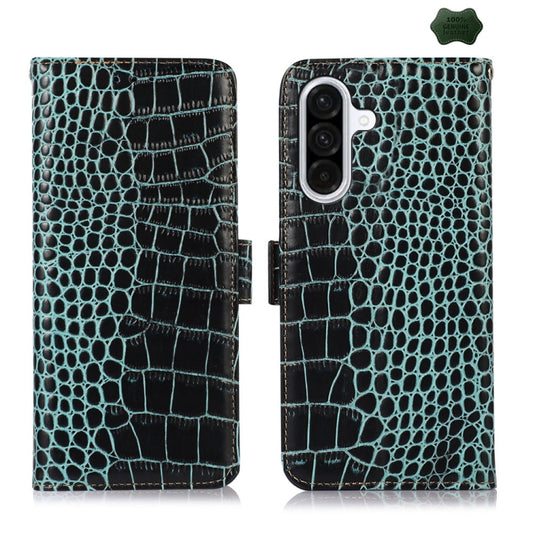 For Samsung Galaxy A26 5G Crocodile Top Layer Cowhide Leather Phone Case(Green) - Galaxy Phone Cases by buy2fix | Online Shopping UK | buy2fix