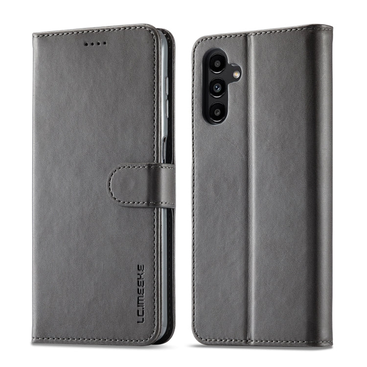 For Samsung Galaxy S24 FE 5G LC.IMEEKE Calf Texture Leather Phone Case(Grey) - Galaxy S24 FE 5G Cases by LC.IMEEKE | Online Shopping UK | buy2fix