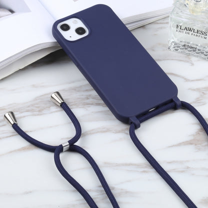 For iPhone 16 Candy Colors TPU Protective Phone Case with Lanyard(Dark Blue) - iPhone 16 Cases by buy2fix | Online Shopping UK | buy2fix