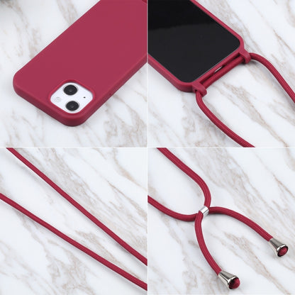 For iPhone 16 Candy Colors TPU Protective Phone Case with Lanyard(Red) - iPhone 16 Cases by buy2fix | Online Shopping UK | buy2fix