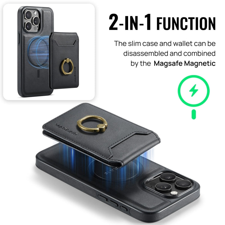 For iPhone 15 Pro DG.MING K1 MagSafe Detachable Wallet RFID Back Cover Phone Case(Black) - iPhone 15 Pro Cases by DG.MING | Online Shopping UK | buy2fix