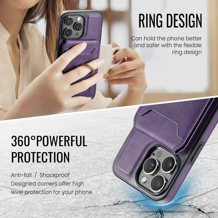 For iPhone 15 Pro DG.MING K1 MagSafe Detachable Wallet RFID Back Cover Phone Case(Purple) - iPhone 15 Pro Cases by DG.MING | Online Shopping UK | buy2fix