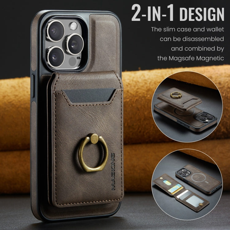 For iPhone 15 Plus DG.MING K1 MagSafe Detachable Wallet RFID Back Cover Phone Case(Coffee) - iPhone 15 Plus Cases by DG.MING | Online Shopping UK | buy2fix