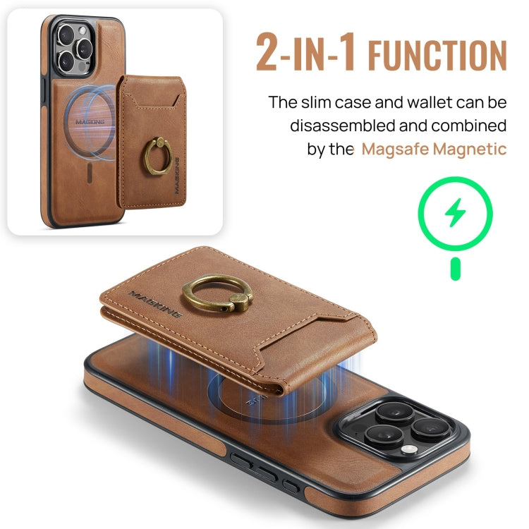 For iPhone 15 DG.MING K1 MagSafe Detachable Wallet RFID Back Cover Phone Case(Brown) - iPhone 15 Cases by DG.MING | Online Shopping UK | buy2fix