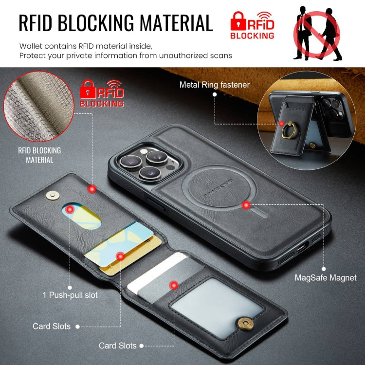 For iPhone 13 Pro Max DG.MING K1 MagSafe Detachable Wallet RFID Back Cover Phone Case(Black) - iPhone 13 Pro Max Cases by DG.MING | Online Shopping UK | buy2fix