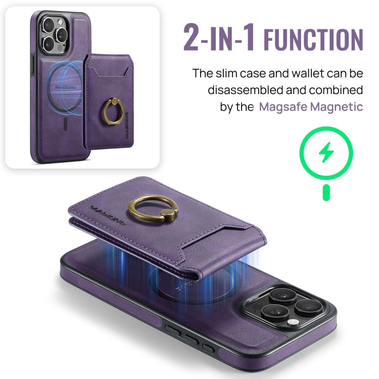 For iPhone 12 DG.MING K1 MagSafe Detachable Wallet RFID Back Cover Phone Case(Purple) - iPhone 12 / 12 Pro Cases by DG.MING | Online Shopping UK | buy2fix