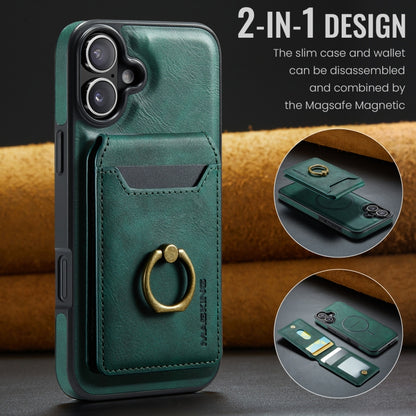 For iPhone 16 DG.MING K1 MagSafe Detachable Wallet RFID Back Cover Phone Case(Green) - iPhone 16 Cases by DG.MING | Online Shopping UK | buy2fix