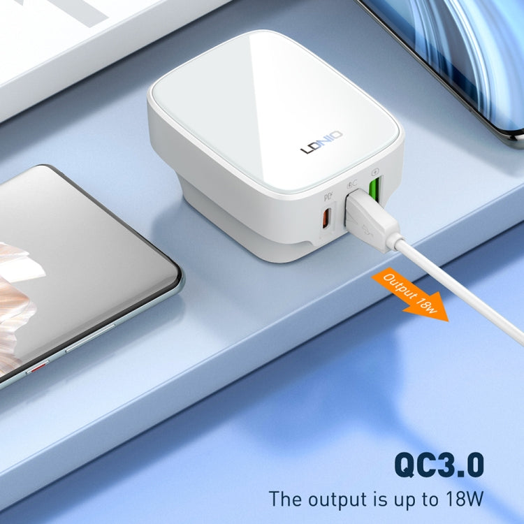 LDNIO Q334 32W Type-C + Dual USB Port Charger with 1m Micro USB Data Cable, Plug Type:US Plug(White) - USB Charger by LDNIO | Online Shopping UK | buy2fix