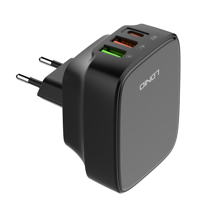 LDNIO Q334 32W Type-C + Dual USB Port Charger with 1m USB-C / Type-C Data Cable, Plug Type:EU Plug(Black) - USB Charger by LDNIO | Online Shopping UK | buy2fix