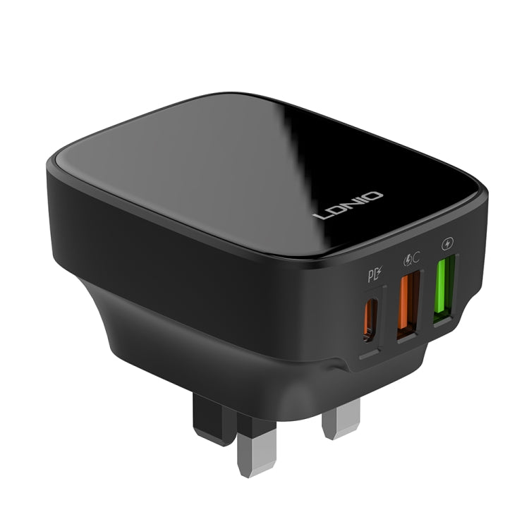 LDNIO Q334 32W Type-C + Dual USB Port Charger with 1m USB-C / Type-C Data Cable, Plug Type:UK Plug(Black) - USB Charger by LDNIO | Online Shopping UK | buy2fix