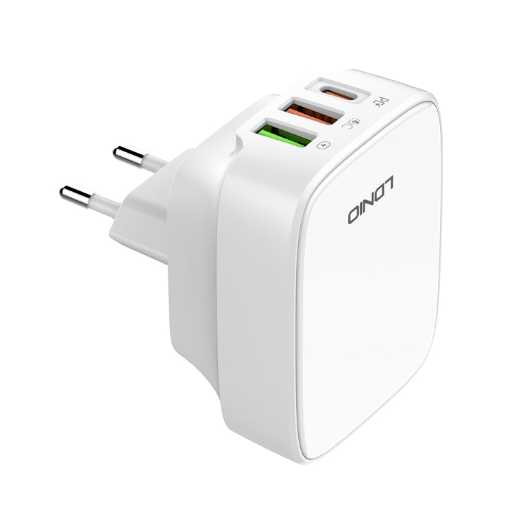 LDNIO Q334 32W Type-C + Dual USB Port Charger with 1m USB-C / Type-C to USB-C / Type-C Data Cable, Plug Type:EU Plug(White) - USB Charger by LDNIO | Online Shopping UK | buy2fix