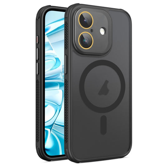 For iPhone 16 Plus Side Cooling Skin Feel Frosted MagSafe Magnetic Phone Case(Black) - iPhone 16 Plus Cases by buy2fix | Online Shopping UK | buy2fix