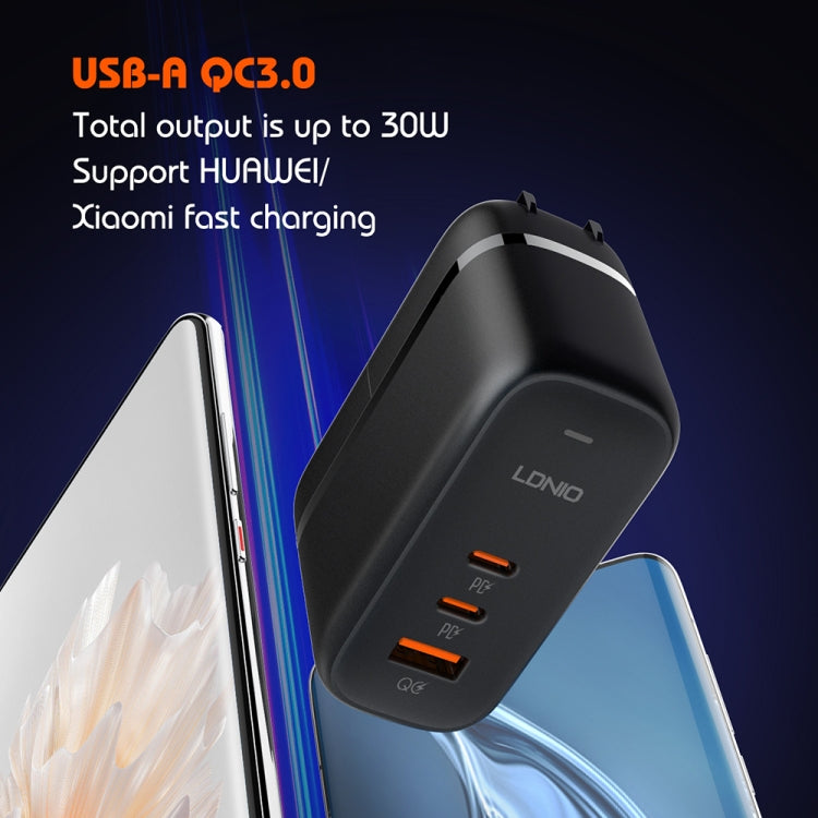 LDNIO Q366 65W USB + Dual Type-C Port Charger with 1m USB-C / Type-C to USB-C / Type-C Data Cable, Plug Type:EU Plug(Black) - USB Charger by LDNIO | Online Shopping UK | buy2fix