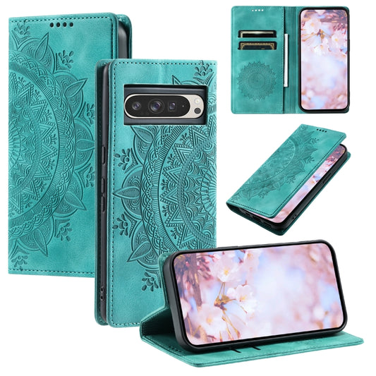 For Google Pixel 9 Pro XL Totem Embossed Magnetic Leather Phone Case(Green) - Google Cases by buy2fix | Online Shopping UK | buy2fix