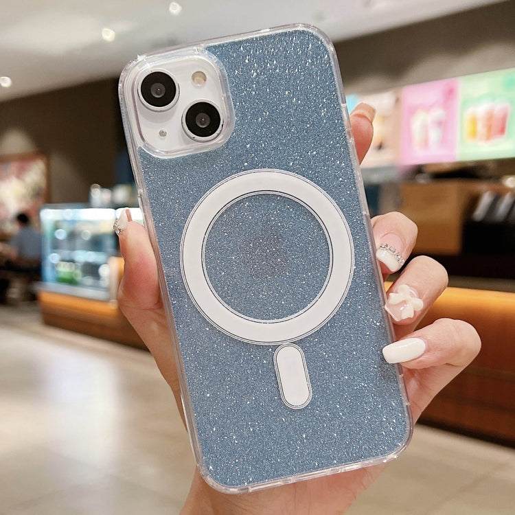 For iPhone 13 Acrylic Transparent Glitter MagSafe Phone Case(Blue) - iPhone 13 Cases by buy2fix | Online Shopping UK | buy2fix