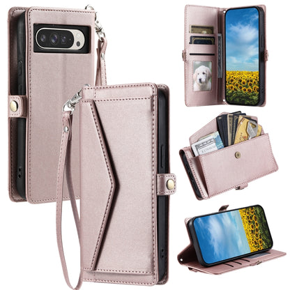 For Google Pixel 9 Pro XL Wallet Multi-card Slot Leather Phone Case with Lanyard(Rose Gold) - Google Cases by buy2fix | Online Shopping UK | buy2fix