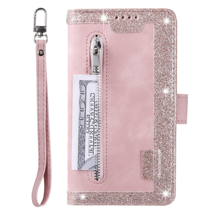 For Google Pixel 9 / 9 Pro Zipper Wallet Bag Horizontal Flip PU Phone Case with 9 Card Slots(Rose Gold) - Google Cases by buy2fix | Online Shopping UK | buy2fix