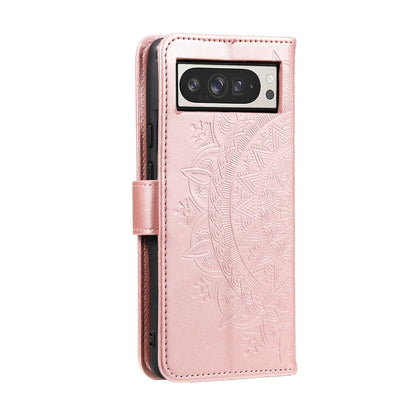 For Google Pixel 9 Pro XL Totem Flower Embossed Leather Phone Case with Lanyard(Rose Gold) - Google Cases by buy2fix | Online Shopping UK | buy2fix