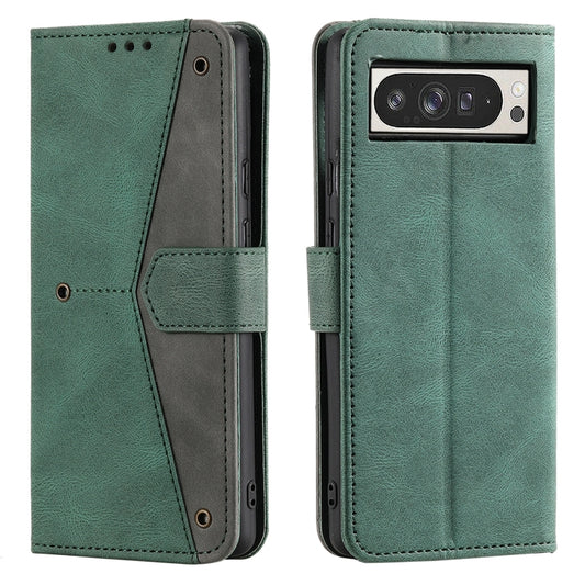 For Google Pixel 9 Pro XL Nail Skin Feel Stitching Calf Texture Leather Phone Case(Green) - Google Cases by buy2fix | Online Shopping UK | buy2fix