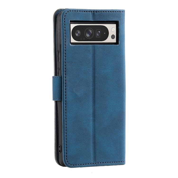 For Google Pixel 9 Pro XL Nail Skin Feel Stitching Calf Texture Leather Phone Case(Blue) - Google Cases by buy2fix | Online Shopping UK | buy2fix