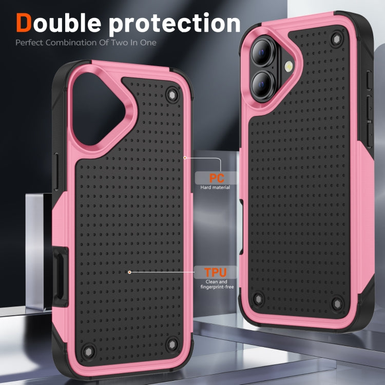 For iPhone 16 PC + TPU Shockproof Protective Phone Case(Pink+Black) - iPhone 16 Cases by buy2fix | Online Shopping UK | buy2fix