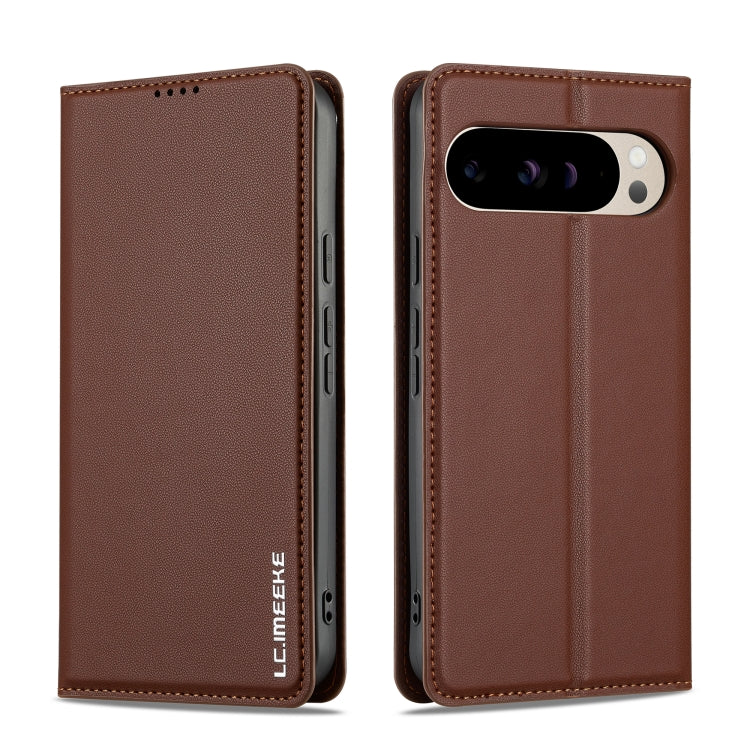 For Google Pixel 9 Pro XL LC.IMEEKE L1 Series Frosted Fine Texture PU Phone Case(Brown) - Google Cases by LC.IMEEKE | Online Shopping UK | buy2fix