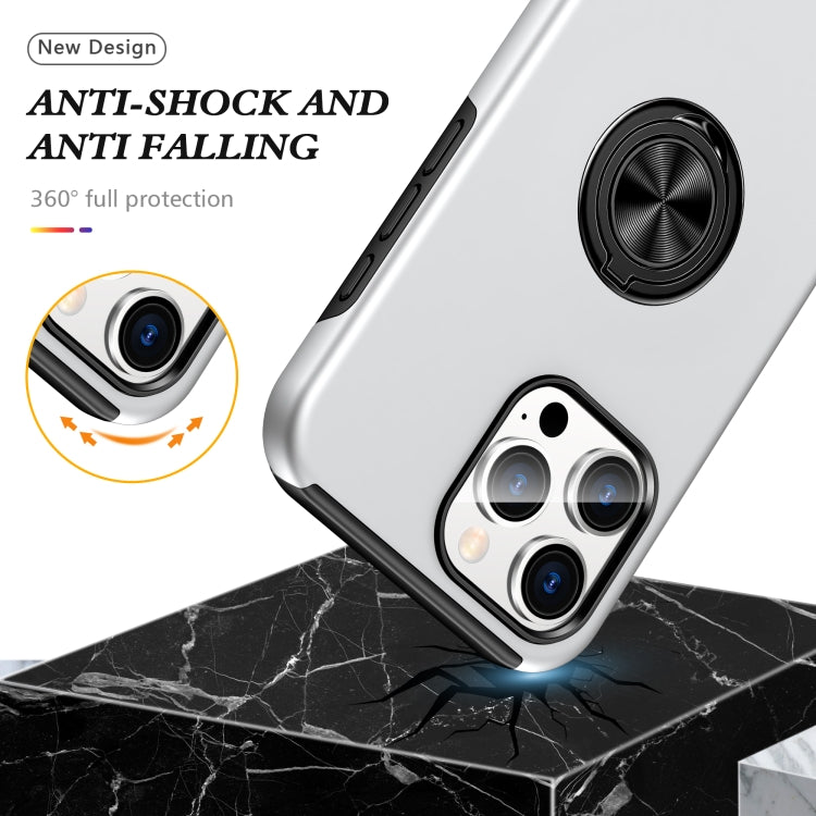 For iPhone 16 Pro PC Hybrid TPU Magnetic Ring Holder Phone Case(Silver) - iPhone 16 Pro Cases by buy2fix | Online Shopping UK | buy2fix