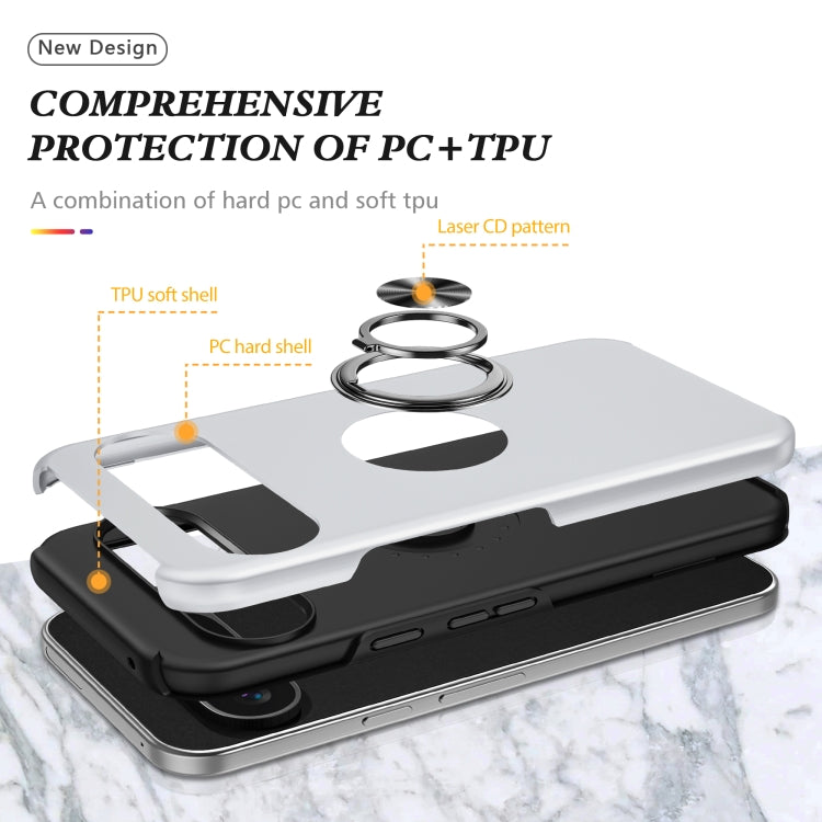 For Google Pixel 9 Pro PC Hybrid TPU Magnetic Ring Holder Phone Case(Silver) - Google Cases by buy2fix | Online Shopping UK | buy2fix