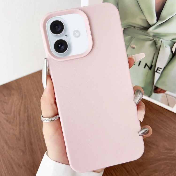 For iPhone 16 Leather Texture TPU Full Coverage Phone Case(Pink) - iPhone 16 Cases by buy2fix | Online Shopping UK | buy2fix