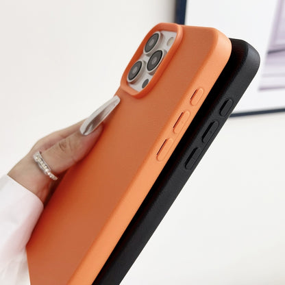 For iPhone 16 Pro Max Leather Texture TPU Full Coverage Phone Case(Orange) - iPhone 16 Pro Max Cases by buy2fix | Online Shopping UK | buy2fix