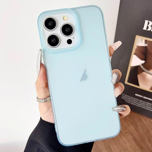 For iPhone 16 Pro Max Frosted Translucent TPU Full Coverage Phone Case(Light Blue) - iPhone 16 Pro Max Cases by buy2fix | Online Shopping UK | buy2fix