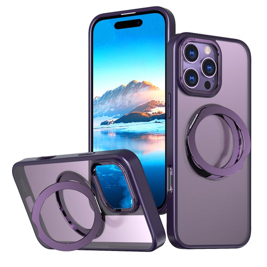 For iPhone 16 Pro Max Wing Series MagSafe Magnetic Ring Holder Phone Case(Dark Purple) - iPhone 16 Pro Max Cases by buy2fix | Online Shopping UK | buy2fix