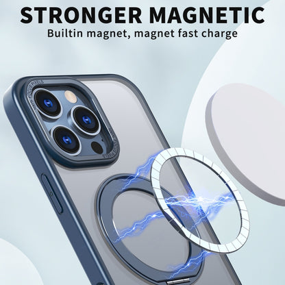 For iPhone 16 Pro Wing Series MagSafe Magnetic Ring Holder Phone Case(Blue) - iPhone 16 Pro Cases by buy2fix | Online Shopping UK | buy2fix