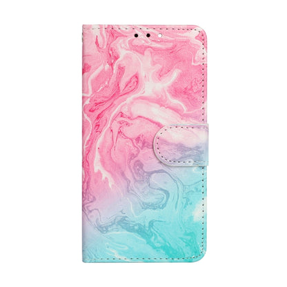 For iPhone 16 Colored Drawing Marble Pattern Leather Phone Case(Pink Green Marble) - iPhone 16 Cases by buy2fix | Online Shopping UK | buy2fix