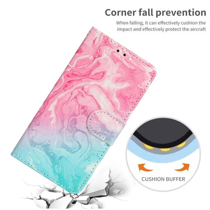 For iPhone 16 Colored Drawing Marble Pattern Leather Phone Case(Pink Green Marble) - iPhone 16 Cases by buy2fix | Online Shopping UK | buy2fix