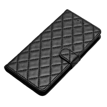 For iPhone 16 Pro Max Rhombus Lattice Texture Leather Phone Case(Black) - iPhone 16 Pro Max Cases by buy2fix | Online Shopping UK | buy2fix