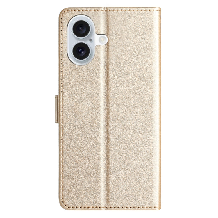 For iPhone 16 Silk Texture Horizontal Flip Leather Phone Case(Gold) - iPhone 16 Cases by buy2fix | Online Shopping UK | buy2fix