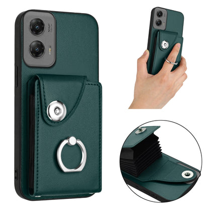 For Motorola Moto G Stylus 5G 2024 Organ Card Bag Ring Holder Phone Case(Green) - Motorola Cases by buy2fix | Online Shopping UK | buy2fix