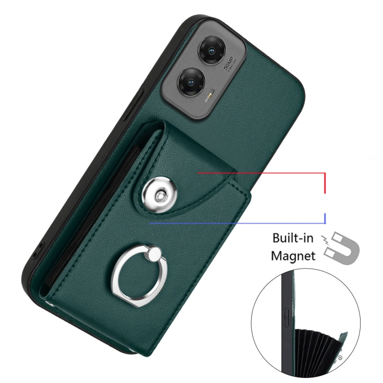 For Motorola Moto G Stylus 5G 2024 Organ Card Bag Ring Holder Phone Case(Green) - Motorola Cases by buy2fix | Online Shopping UK | buy2fix