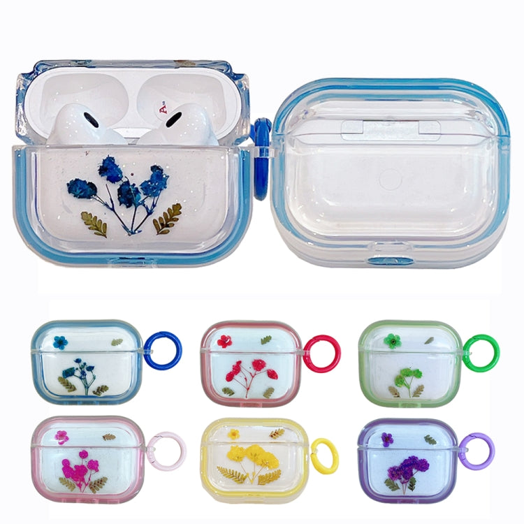 For AirPods Pro Glitter Starry Epoxy Dried Flowers Earbuds Box TPU Case(Dark Blue) - For AirPods Pro by buy2fix | Online Shopping UK | buy2fix