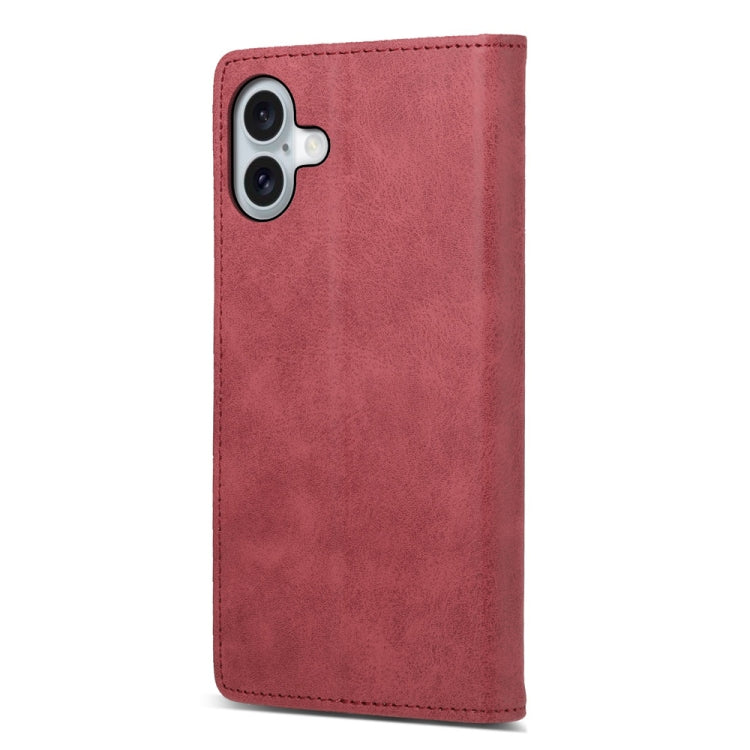 For iPhone 16 Plus Business Solid Color Magnetic RFID Leather Phone Case(Red) - iPhone 16 Plus Cases by buy2fix | Online Shopping UK | buy2fix