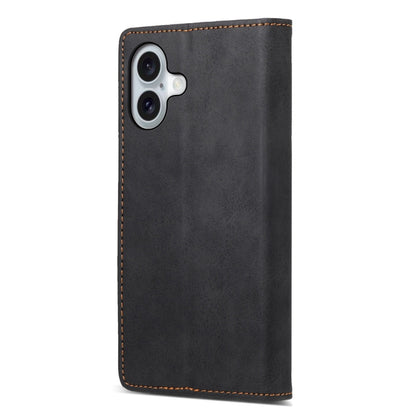 For iPhone 16 Business Solid Color Magnetic RFID Leather Phone Case(Black) - iPhone 16 Cases by buy2fix | Online Shopping UK | buy2fix