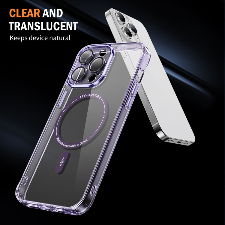 For iPhone 12 Pro Max Airbag Magsafe PC Hybrid TPU Phone Case(Clear Purple) - iPhone 12 Pro Max Cases by buy2fix | Online Shopping UK | buy2fix