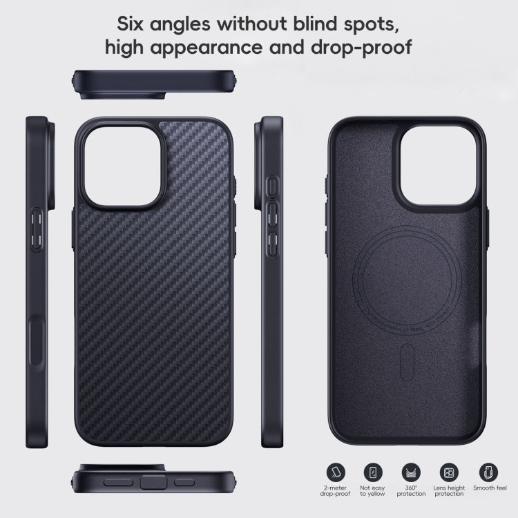 For iPhone 16 Plus Carbon Fiber Kevlar MagSafe Magnetic Phone Case(Black) - iPhone 16 Plus Cases by buy2fix | Online Shopping UK | buy2fix