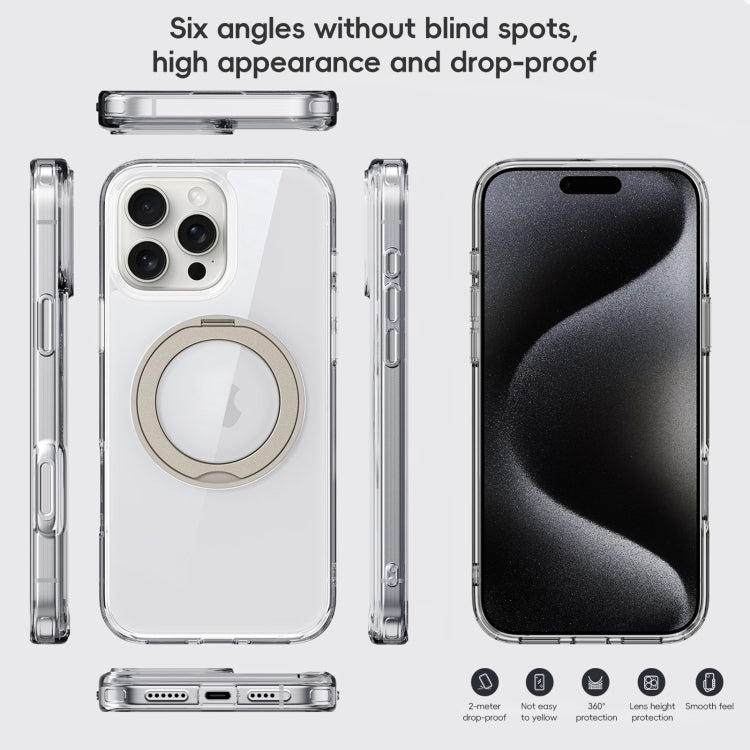 For iPhone 16 Plus Crystal Clear MagSafe Magnetic Holder Phone Case(Transparent Titanium Blue) - iPhone 16 Plus Cases by buy2fix | Online Shopping UK | buy2fix