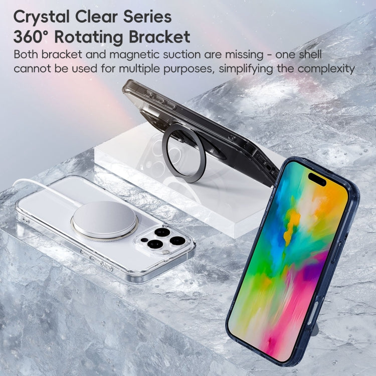 For iPhone 16 Crystal Clear MagSafe Magnetic Holder Phone Case(Transparent Black) - iPhone 16 Cases by buy2fix | Online Shopping UK | buy2fix