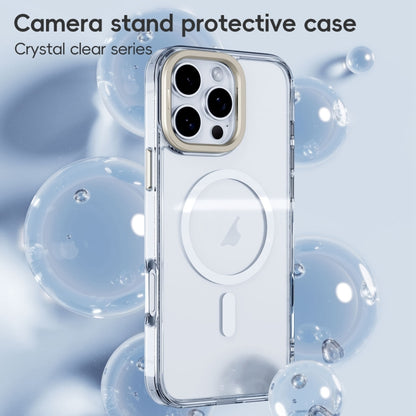 For iPhone 16 Plus Frosted Crystal Clear Lens Holder MagSafe Magnetic Phone Case(Transparent Grey) - iPhone 16 Plus Cases by buy2fix | Online Shopping UK | buy2fix