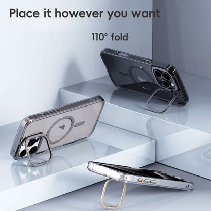 For iPhone 16 Frosted Crystal Clear Lens Holder MagSafe Magnetic Phone Case(Transparent Grey) - iPhone 16 Cases by buy2fix | Online Shopping UK | buy2fix