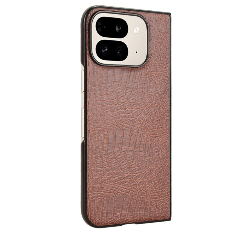 For Google Pixel 9 Pro Fold Crocodile Texture Back Cover Phone Case(Brown) - Google Cases by buy2fix | Online Shopping UK | buy2fix